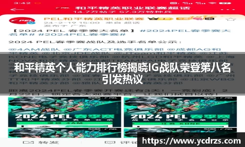 和平精英个人能力排行榜揭晓IG战队荣登第八名引发热议